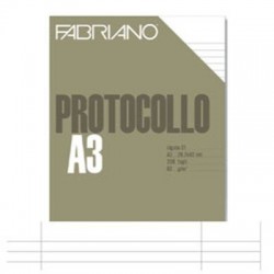Blocco - 200 Fogli Protocollo RIGATO COMMERCIALE FABRIANO 29.7 x 42 cm 60  g/m A3